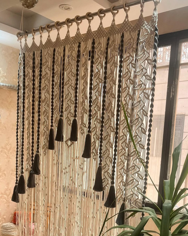 پرده مکرومه بافی شیک و بروز