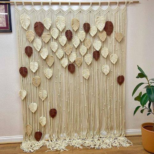 پرده مکرومه برگ