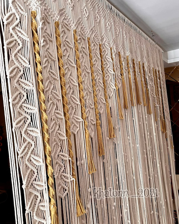 پرده مکرومه بافی دورنگ