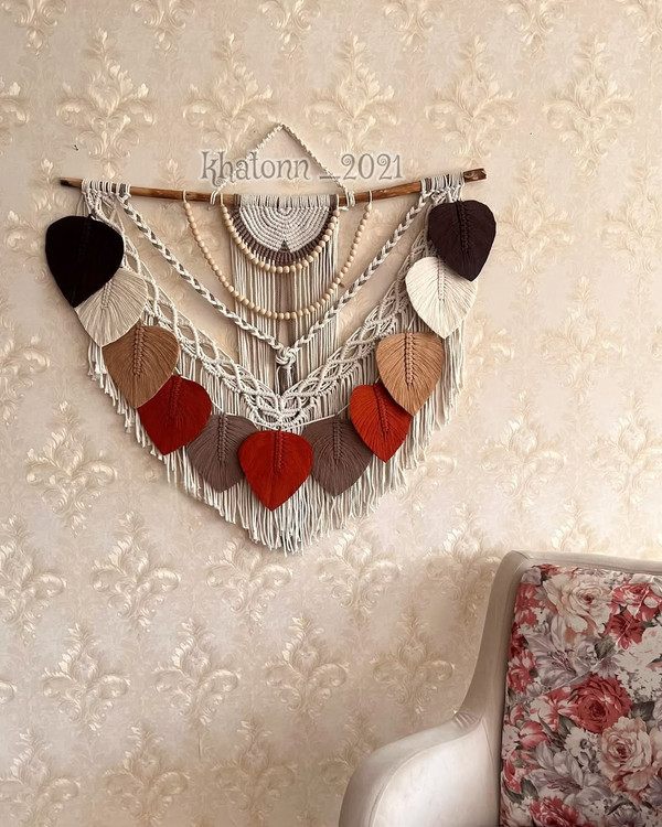 دیوارکوب مکرومه برگ