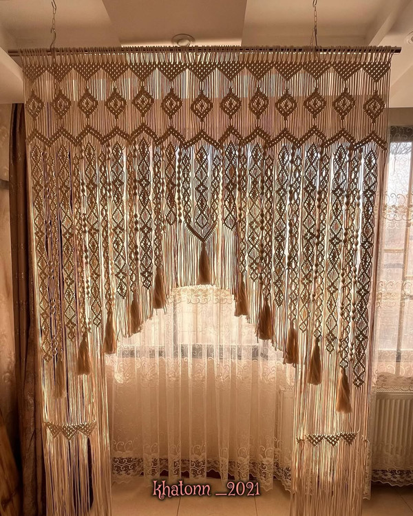 پرده مکرومه بافی