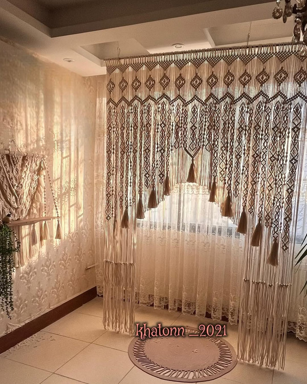 پرده مکرومه بافی برای هالچه