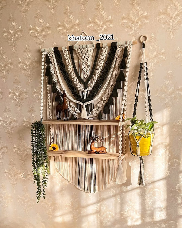 شلف مکرومه دو رنگ