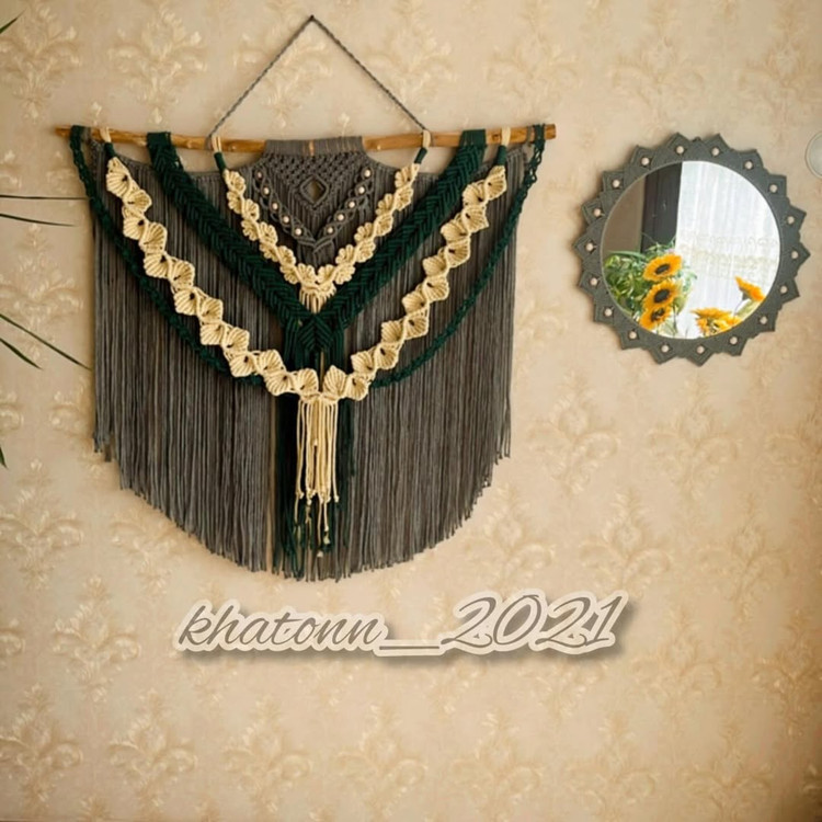 دیوارکوب مکرومه و ست اینه طوسی