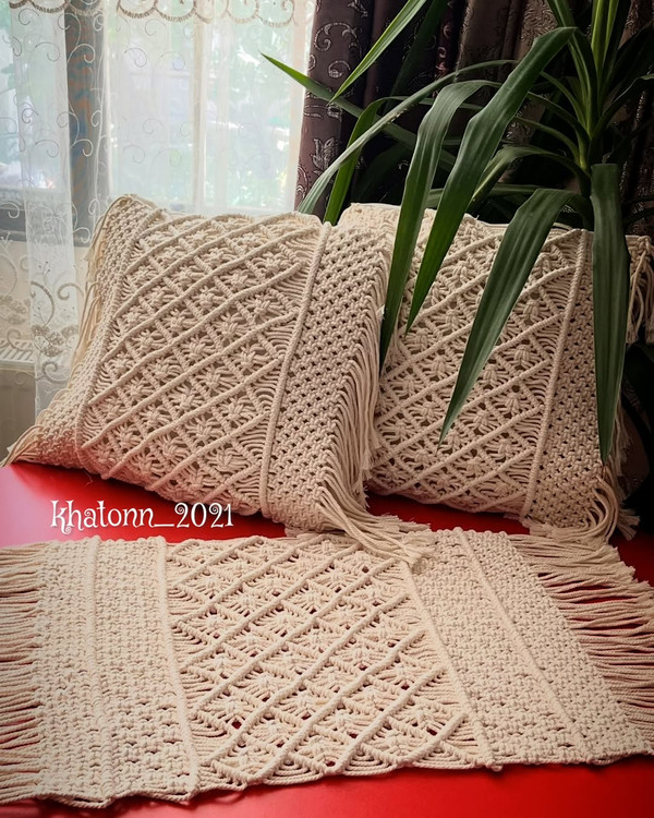 ست رانر و کوسن مکرومه