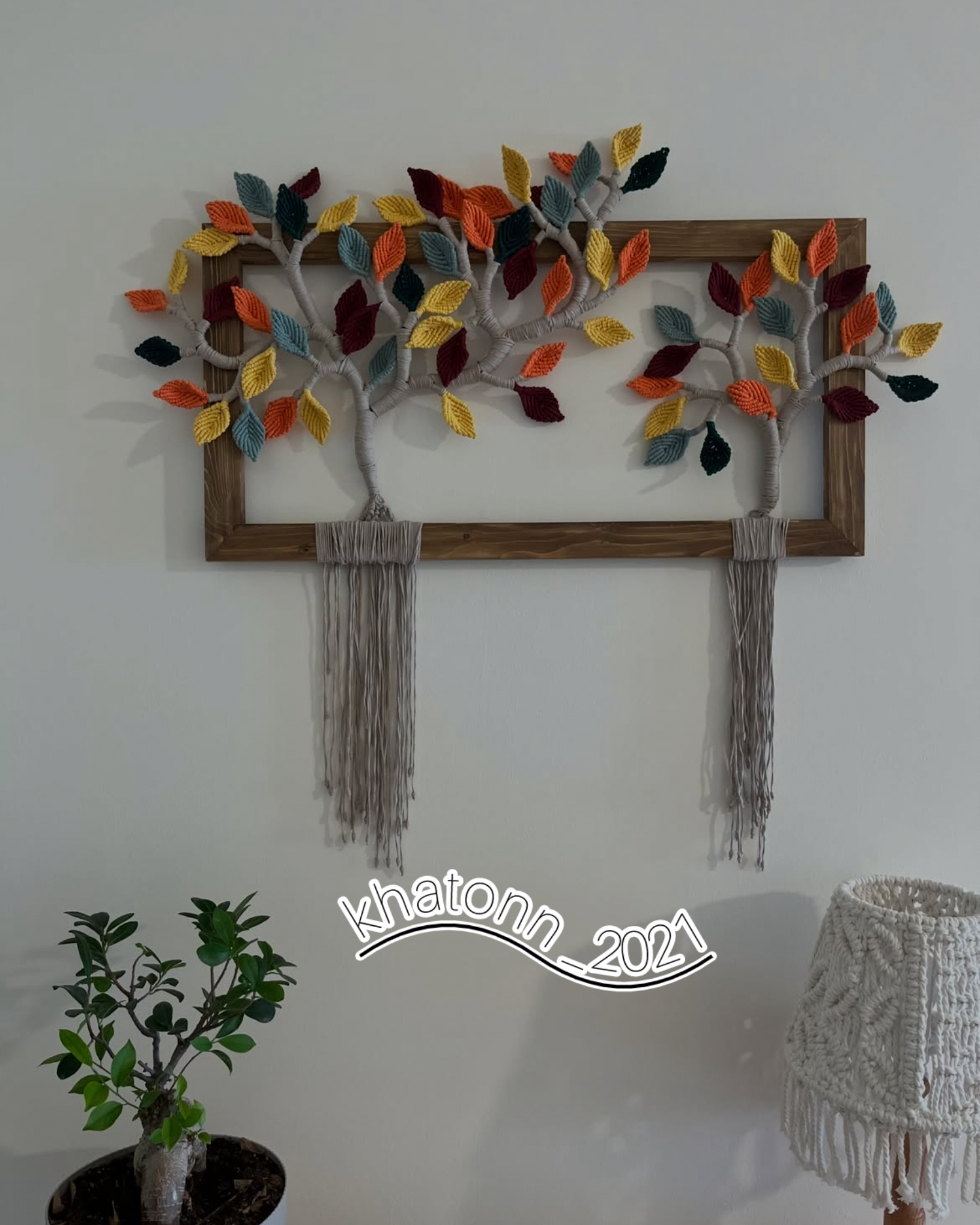 دیوارکوب  مکرومه درخت زندگی خاتون ۲۰۲۱
