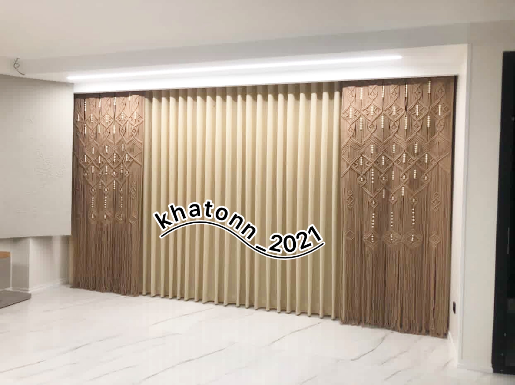 پرده مکرومه بافی طرح پنل مکرومه