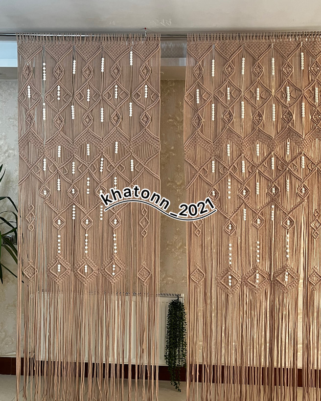 پرده مکرومه بافی طرح پنل مکرومه