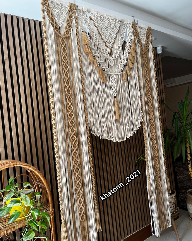 پرده مکرومه بافی طرح نگین فروشگاه خاتون ۲۰۲۱